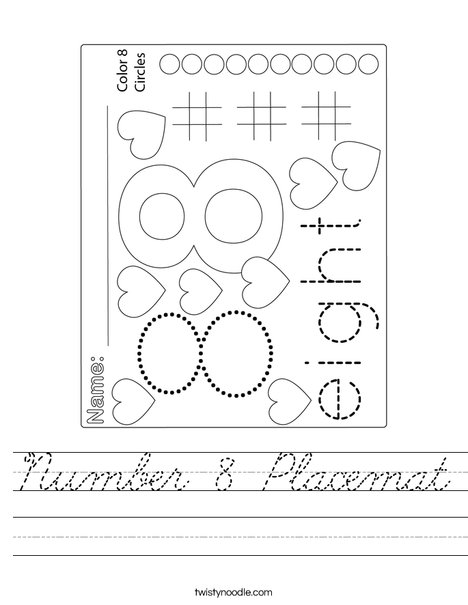 Number 8 Placemat Worksheet
