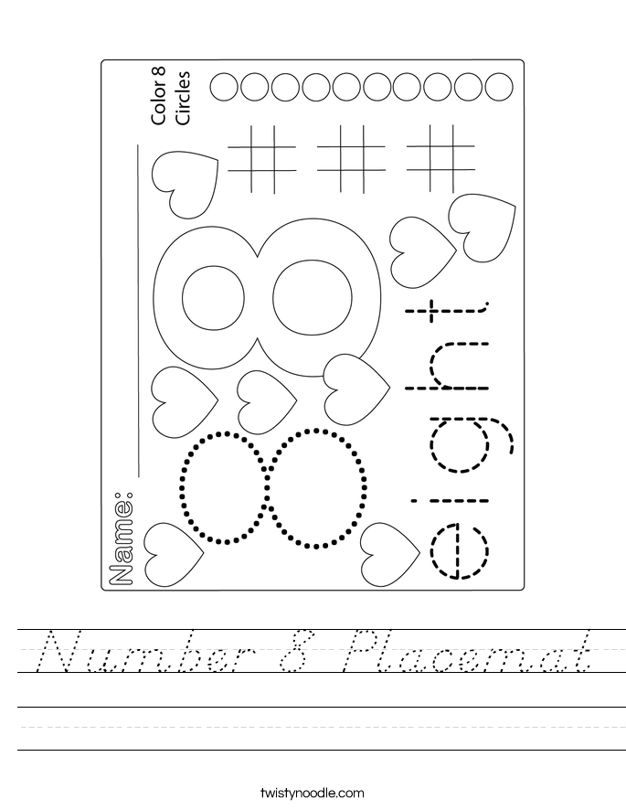 Number 8 Placemat Worksheet