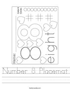 Number 8 Placemat Handwriting Sheet