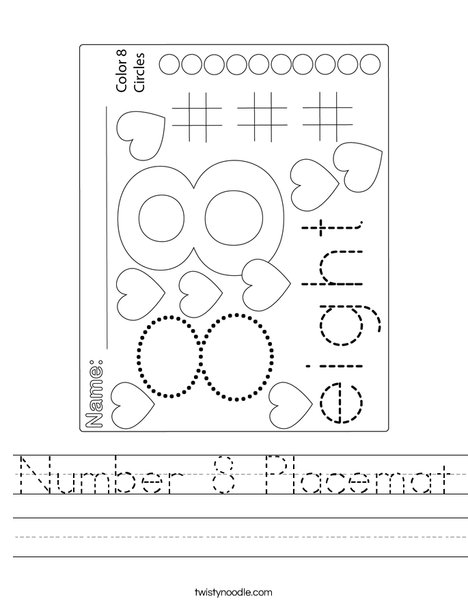 Number 8 Placemat Worksheet