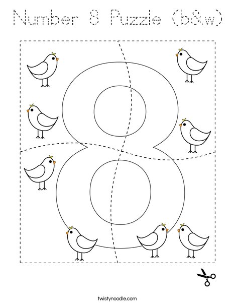 Number 8 Puzzle (b&w) Coloring Page