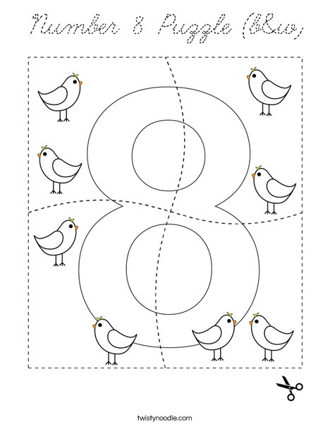 Number 8 Puzzle (b&w) Coloring Page