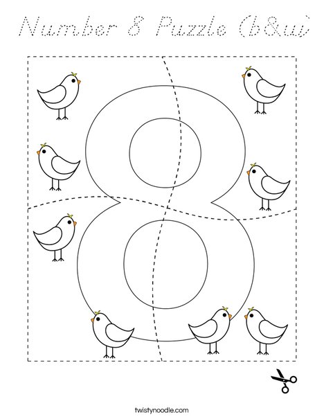 Number 8 Puzzle (b&w) Coloring Page