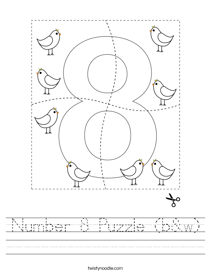 Number 8 Puzzle (b&w) Worksheet