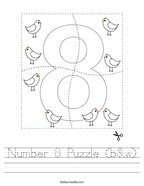Number 8 Puzzle (b&w) Handwriting Sheet