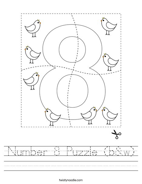Number 8 Puzzle (b&w) Worksheet