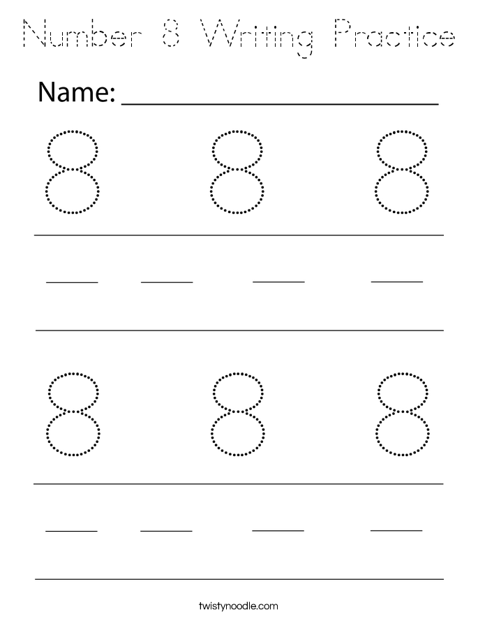 Number 8 Writing Practice Coloring Page