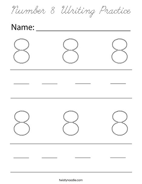 Number 8 Writing Practice Coloring Page