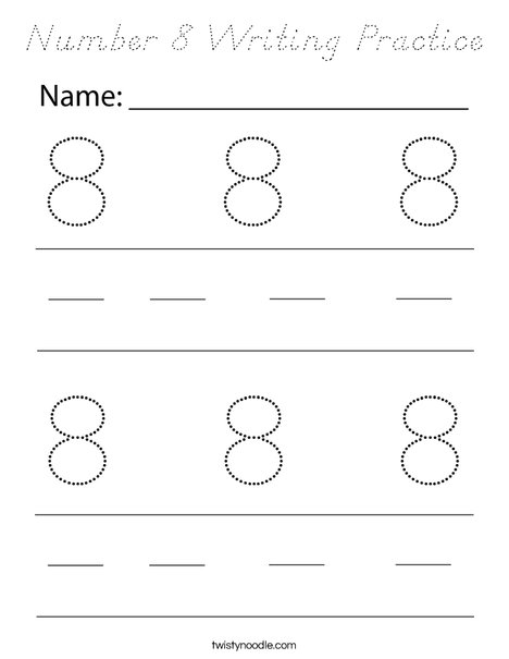 Number 8 Writing Practice Coloring Page