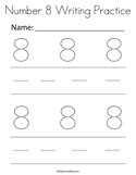 Number 8 Writing Practice Coloring Page