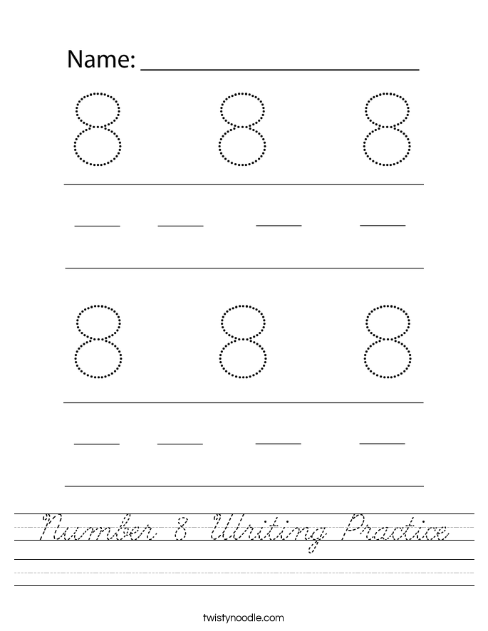 Number 8 Writing Practice Worksheet