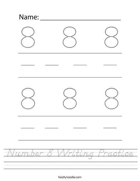 Number 8 Writing Practice Worksheet