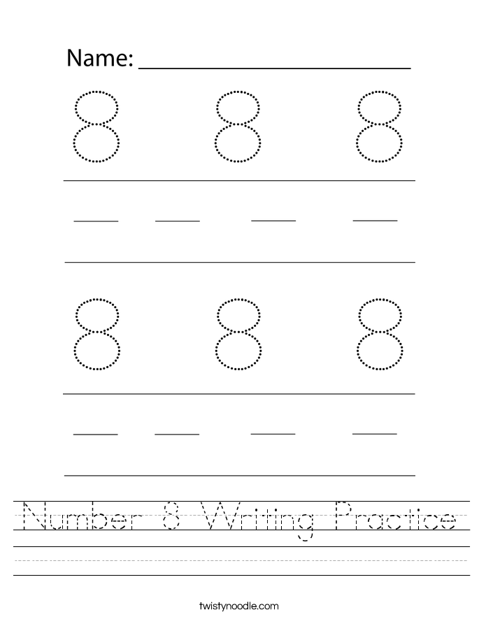 Number 8 Writing Practice Worksheet