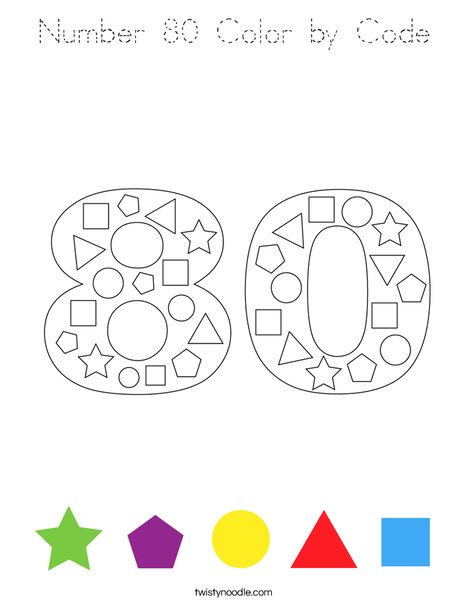 Number 80 Color by Code Coloring Page