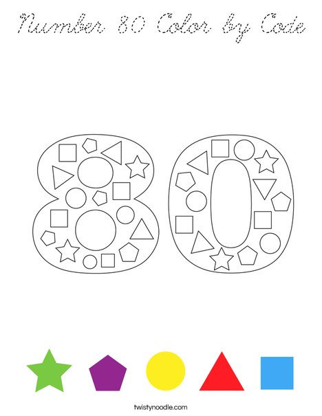 Number 80 Color by Code Coloring Page