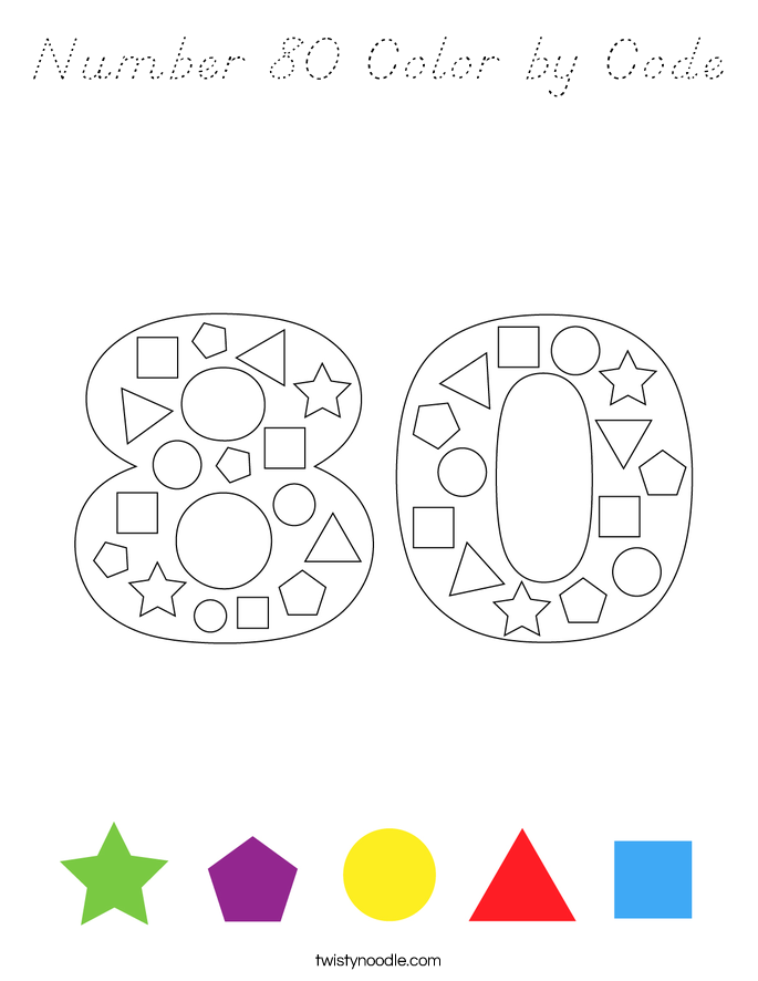 Number 80 Color by Code Coloring Page