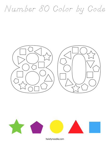 Number 80 Color by Code Coloring Page