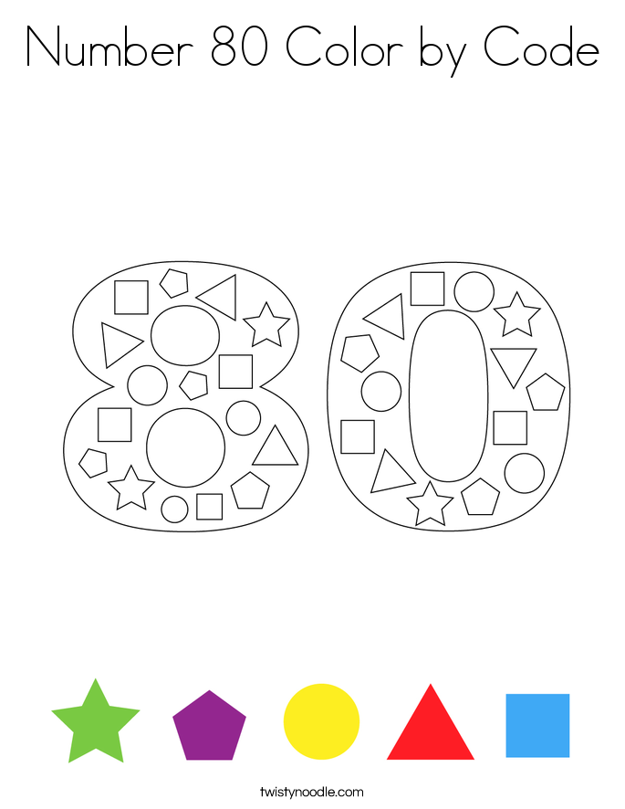 Number 80 Color by Code Coloring Page