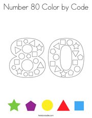 Number 80 Color by Code Coloring Page