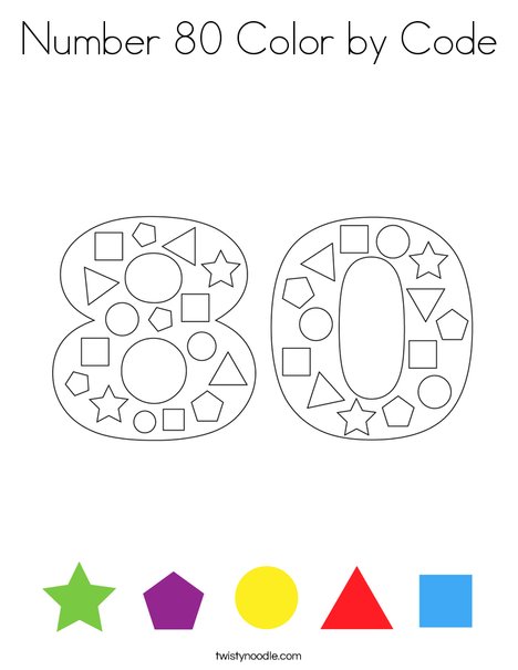 Number 80 Color by Code Coloring Page