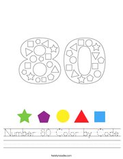 Number 80 Color by Code Handwriting Sheet