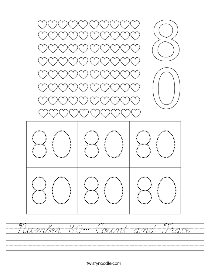 Number 80- Count and Trace Worksheet