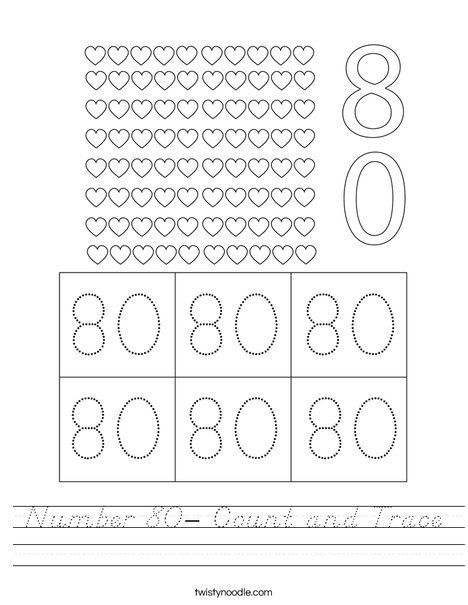 Number 80- Count and Trace Worksheet