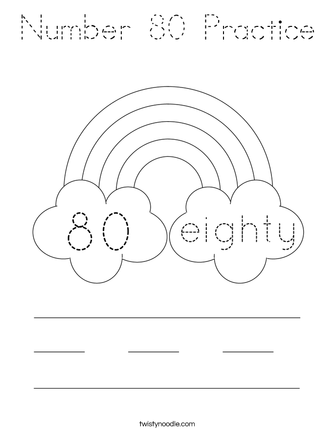 Number 80 Practice Coloring Page