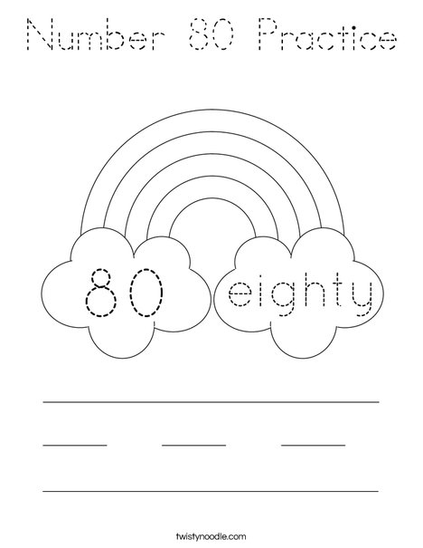 Number 80 Practice Coloring Page