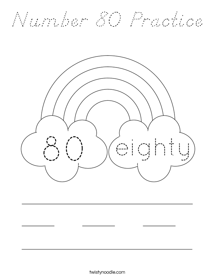 Number 80 Practice Coloring Page