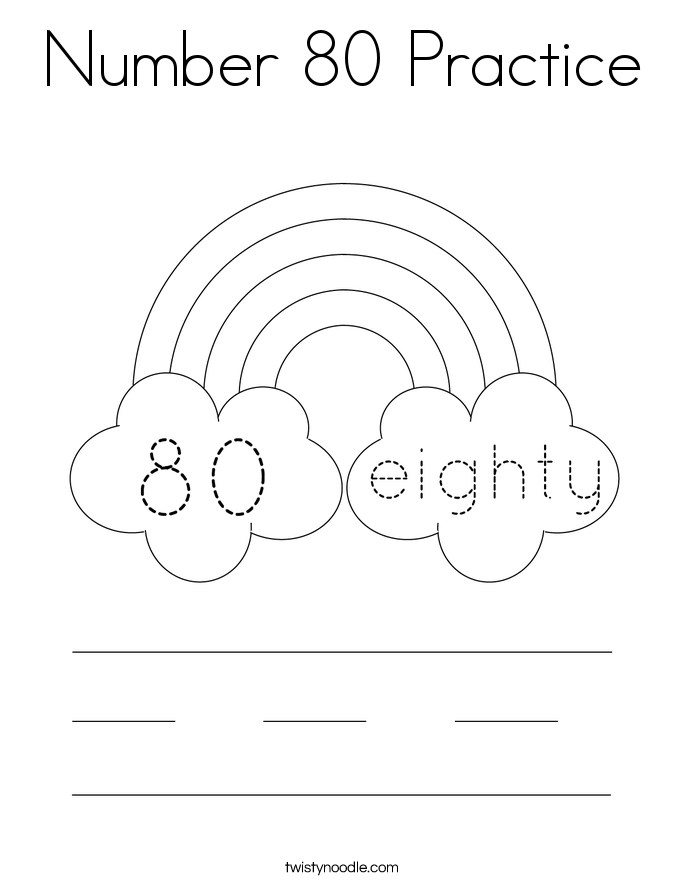 Number 80 Practice Coloring Page