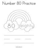 Number 80 Practice Coloring Page