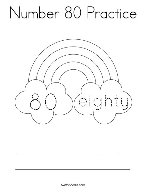 Number 80 Practice Coloring Page