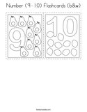 Number (9-10) Flashcards (b&w) Coloring Page