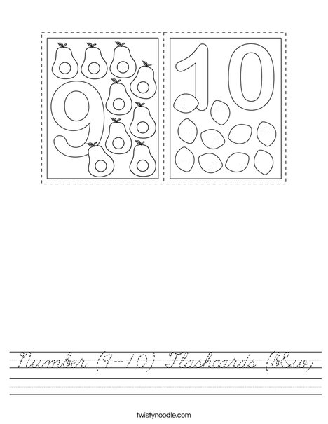 Number (9-10) Flashcards (b&w) Worksheet