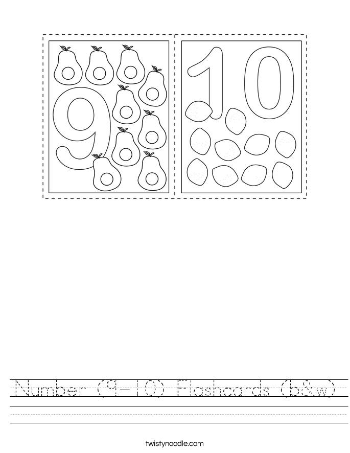 Number (9-10) Flashcards (b&w) Worksheet