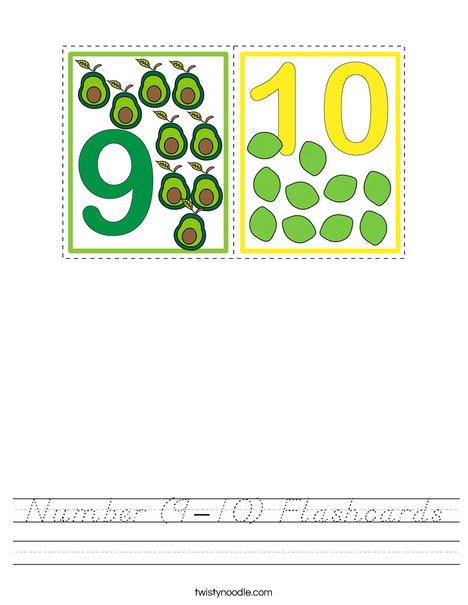 Number (9-10) Flashcards Worksheet