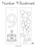 Number 9 Bookmark Coloring Page