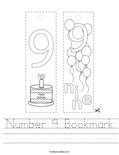 Number 9 Bookmark Worksheet