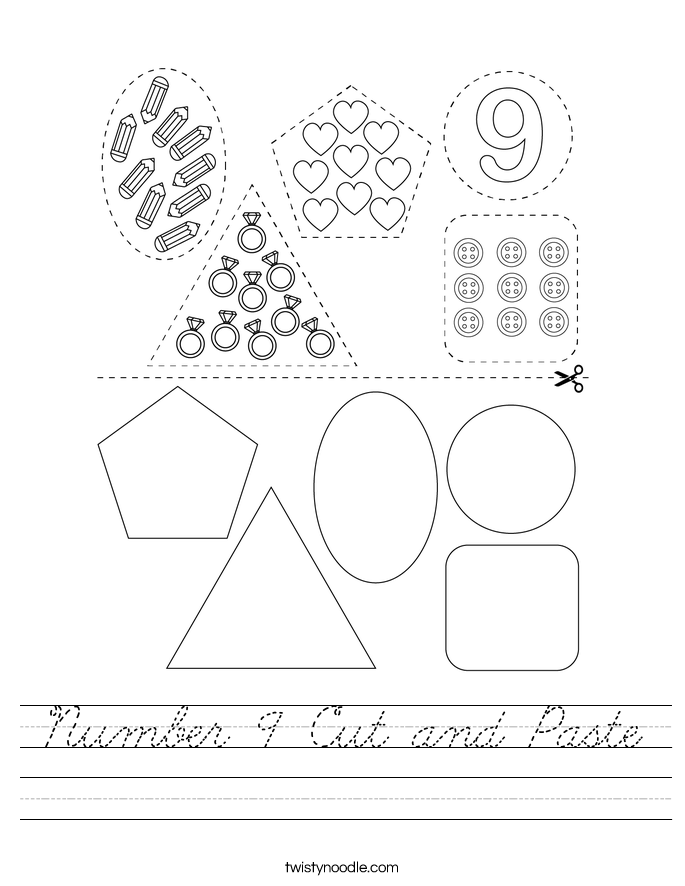 Number 9 Cut and Paste Worksheet