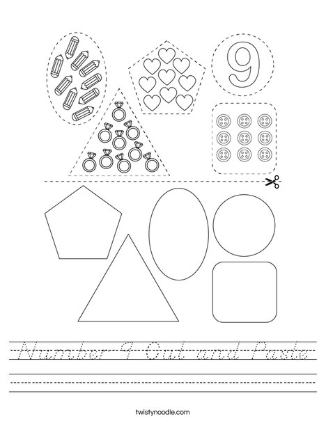 Number 9 Cut and Paste Worksheet