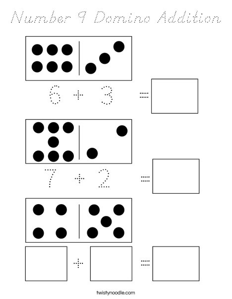 Number 9 Domino Addition Coloring Page