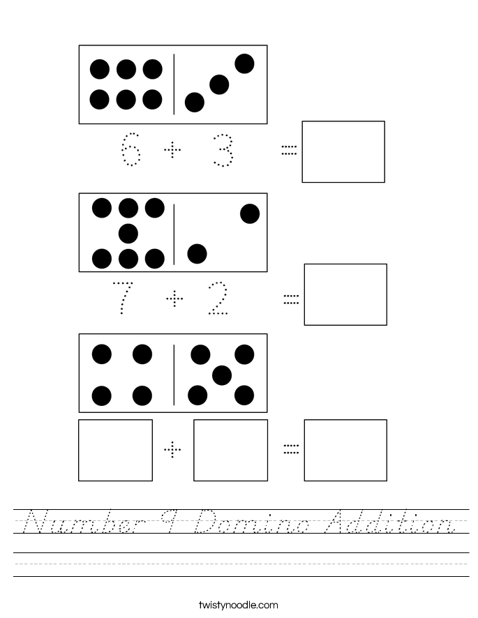 Number 9 Domino Addition Worksheet