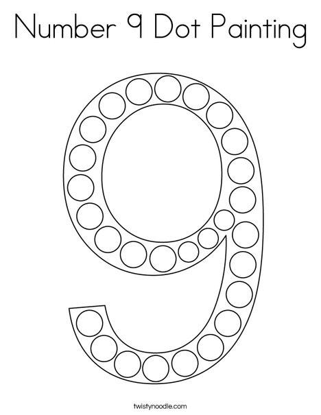 Number 9 Dot Painting Coloring Page