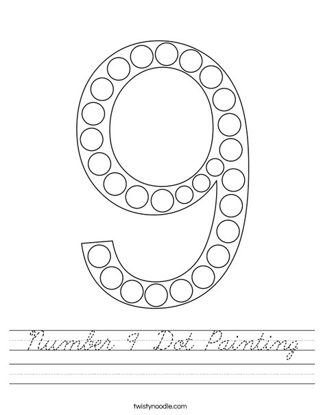 Number 9 Dot Painting Worksheet