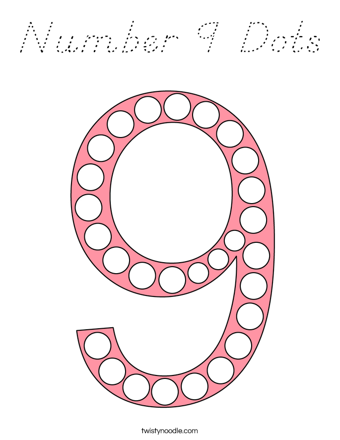 Number 9 Dots Coloring Page