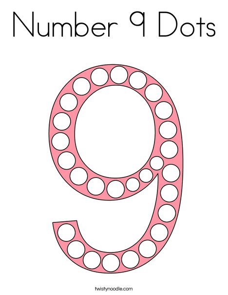 Number 9 Dots Coloring Page