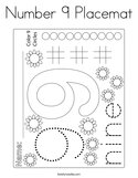 Number 9 Placemat Coloring Page