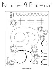 Number 9 Placemat Coloring Page