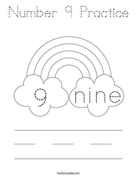 Number 9 Practice Coloring Page